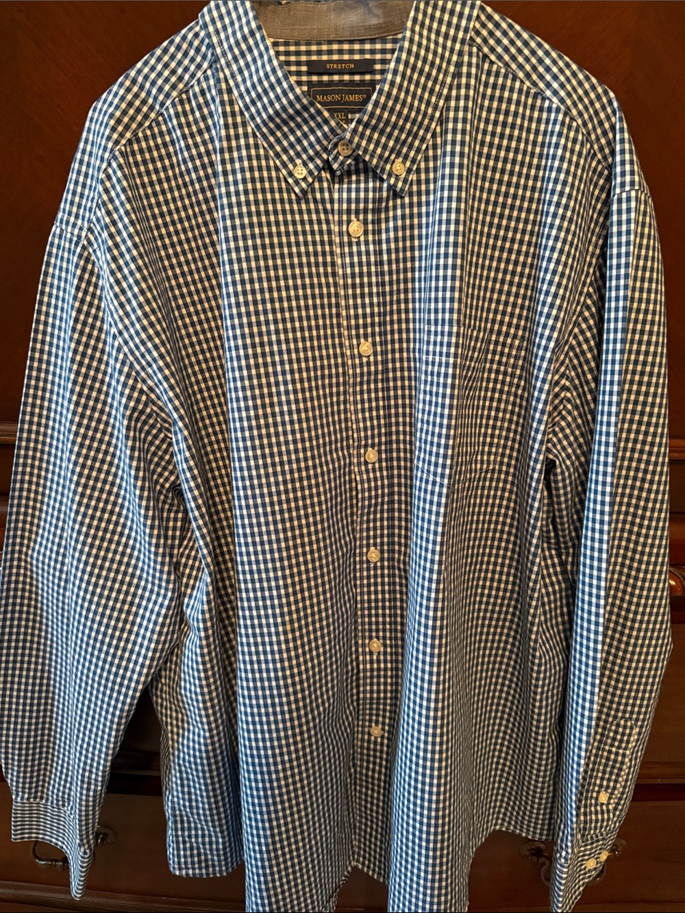 mason james Blue and White Gingham Button-Down Shirt